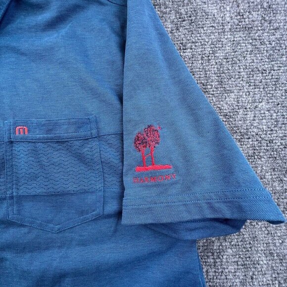 Travis Matthew Polo Large Short Sleeve Blue w Pocket HARMONY CLUB GOLFING - Picture 6 of 16
